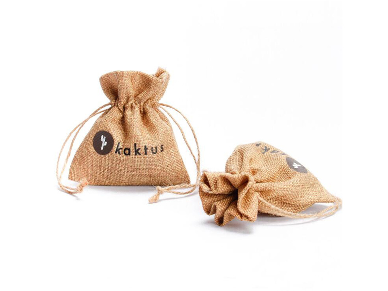 Factory wholesale Custom Natural Small Burlap Linen Jute Cloth Gift Drawstring Bag