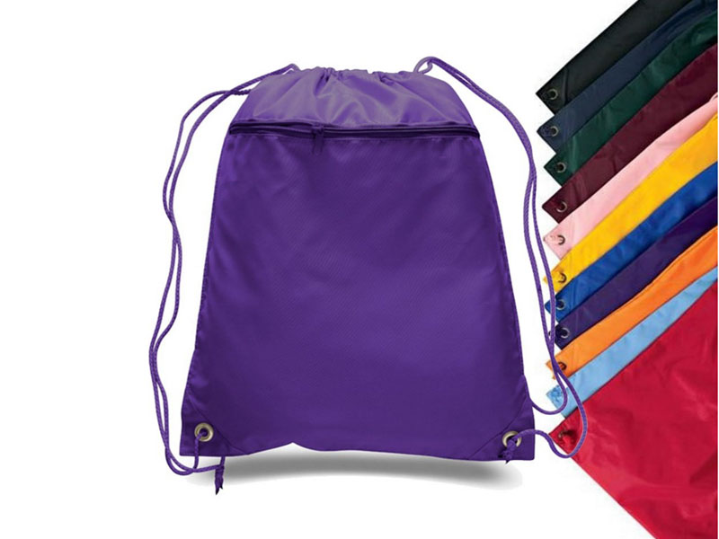 New Design Backpack Sport Gym Cinch Bag With Zipper Travel Fabric Drawstring Backpack Bag