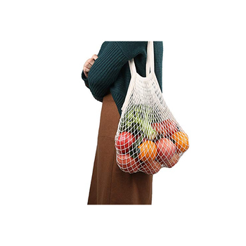 Cotton Shopping Bag Durable Reusable Mesh Market Tote Organizer for Grocery Shopper Produce Storage Beach Toys Fruit Vegetable