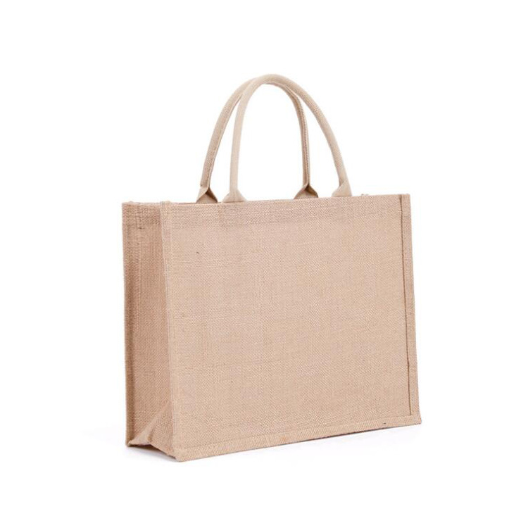 Natural burlap Eco friendly Reusable Splicing Jute shopping bags