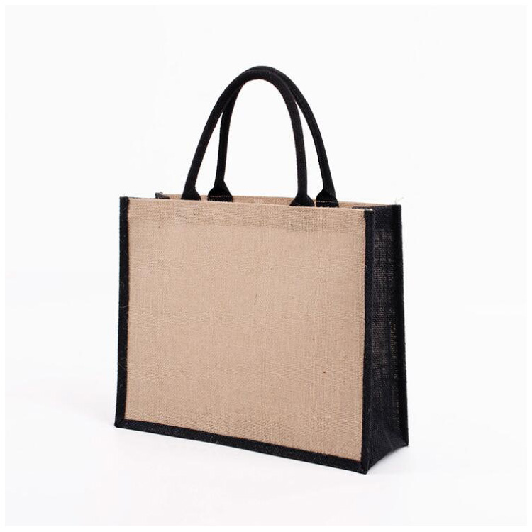 Customized burlap Eco friendly Reusable Splicing Jute shopping bags