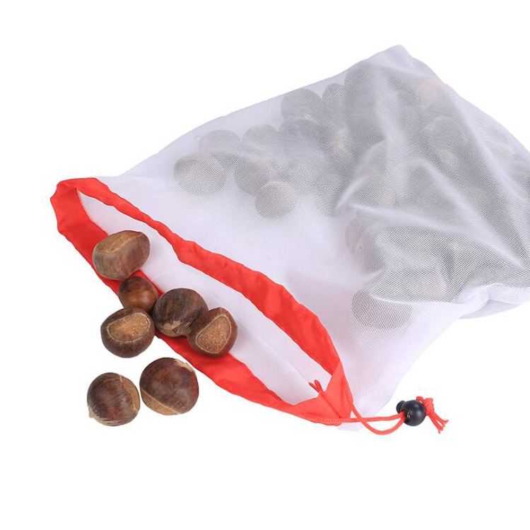 Ang simpleng ecology na puwedeng hugasan at magagamit muli Polyester mesh bag para sa gulay at prutas