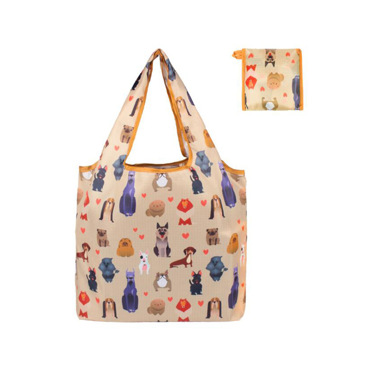 Custom design reusable cartoon Polyester foldable shopping Bag