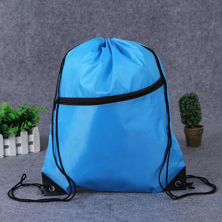 Factory custom logo sports backpack 210D polyester drawstring bag
