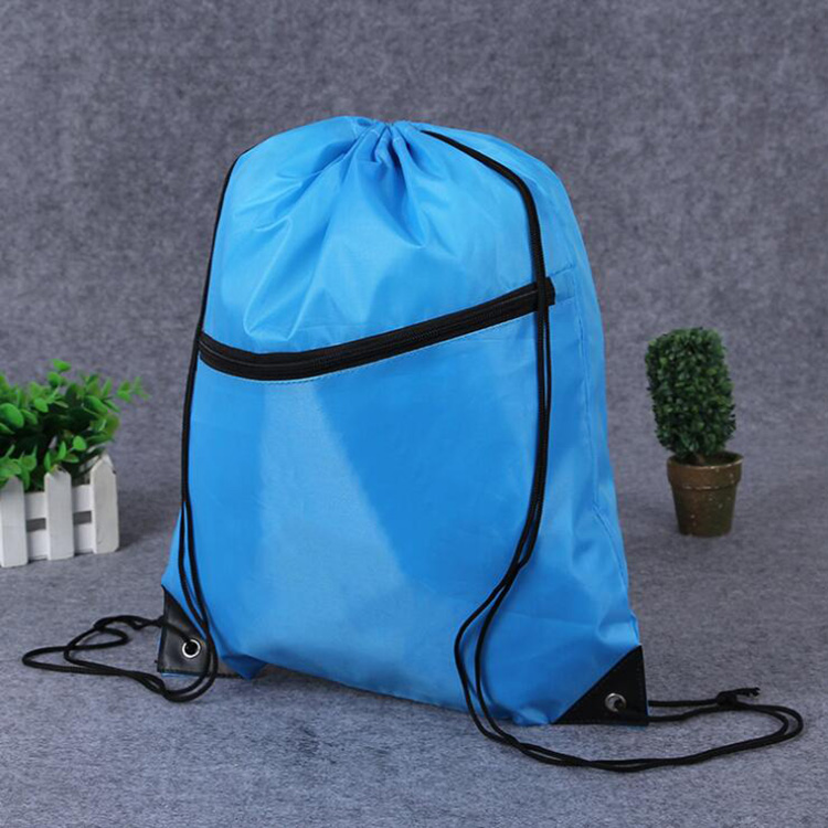 Factory custom logo sports backpack 210D polyester drawstring bag