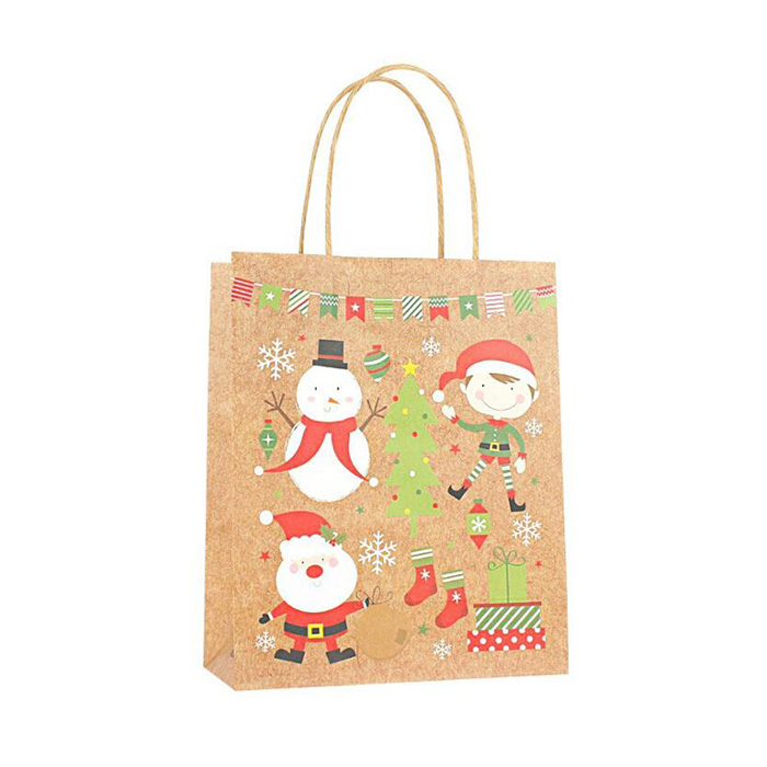 Wholesale Custom Logo Printing Christmas Brown kraft Paper Bag
