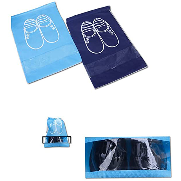 Promotional Custom Travel Shoe Bag Non Woven Breathable Drawstring Storage Bags