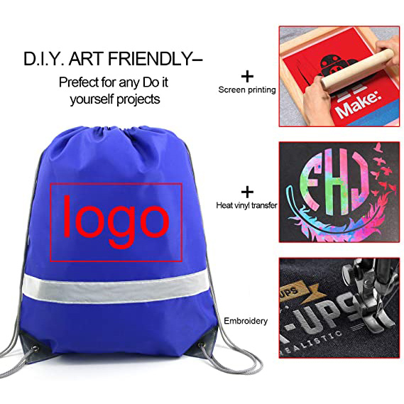 Polyester Draw String Bag Backpacks Custom Logo 210D Waterproof Polyester Drawstring Bag
