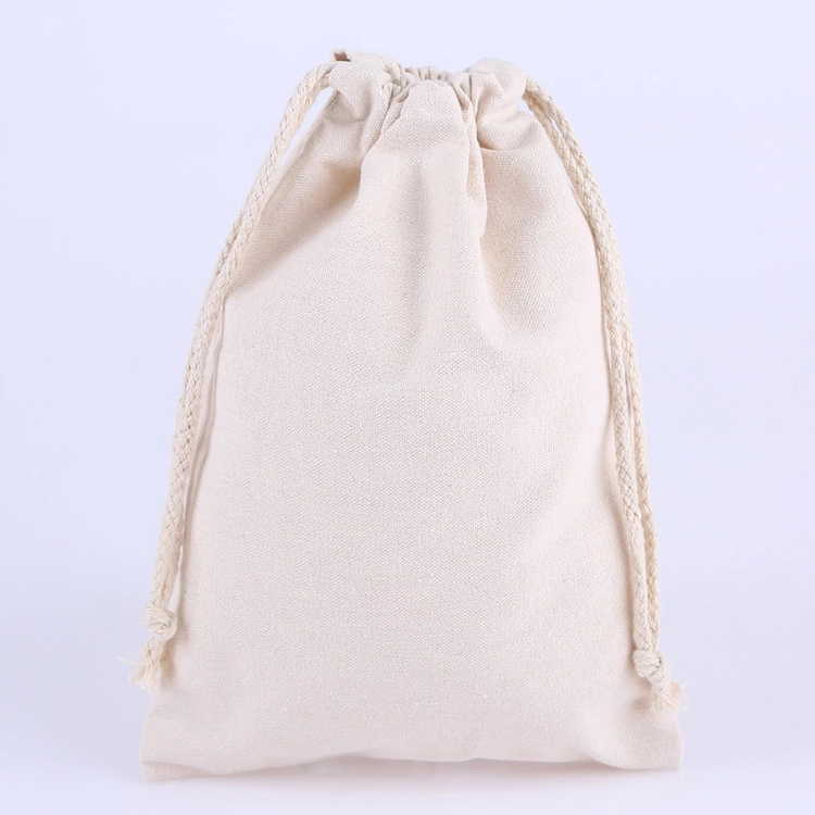 Cheap Cotton Muslin Bags with Drawstring Natural Promotional Cotton Shopping Bags
