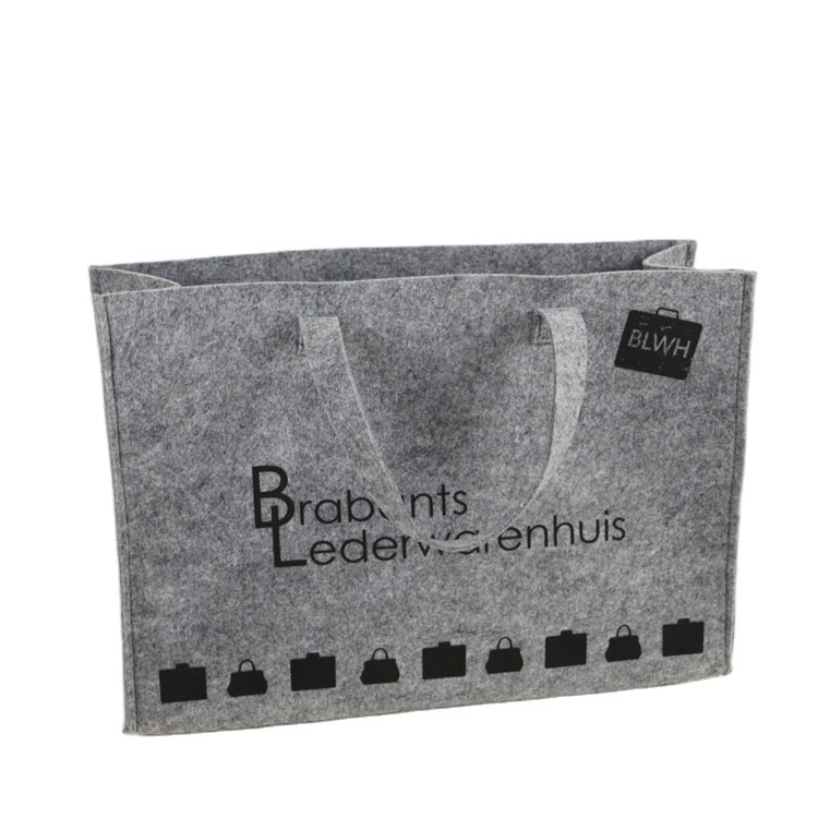 Promotional custom eco friendly cute grey women felt shopping tote bag