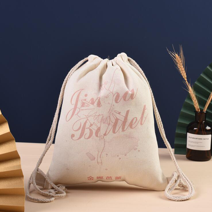 Custom Printing Reusable Double Shoulder Cotton Drawstring Bag