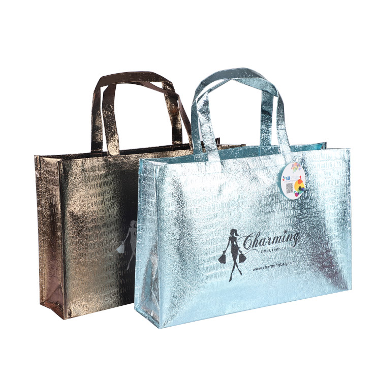 Pasadyang Pag-print ng Metallic Non Woven Shopping Bag
