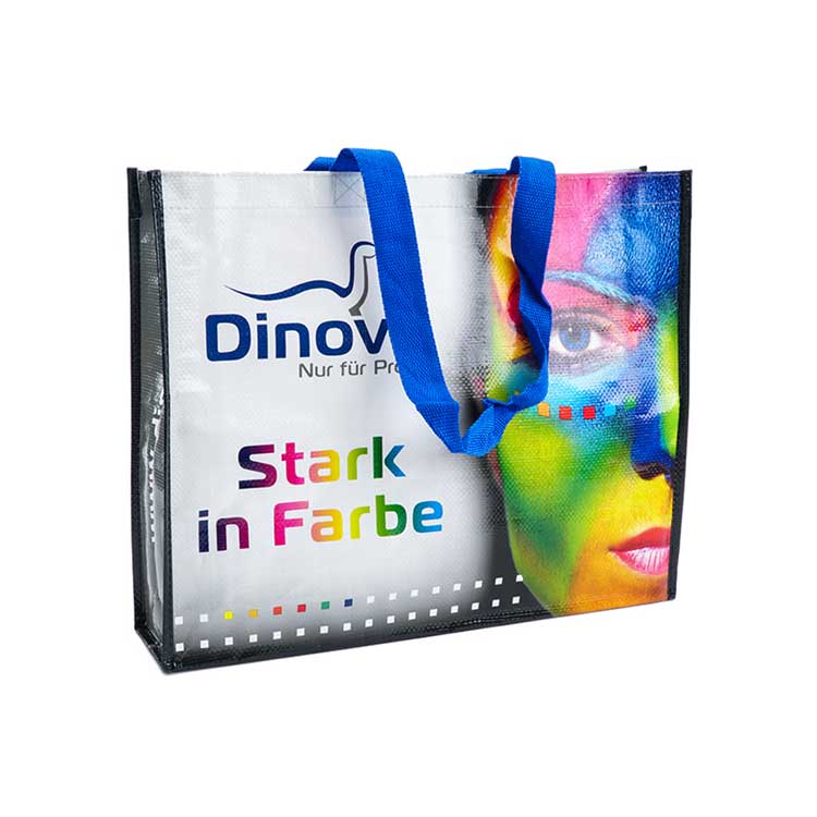 Eco-friendly laminated pp woven promotional shoulder tote bag with custom printed logo