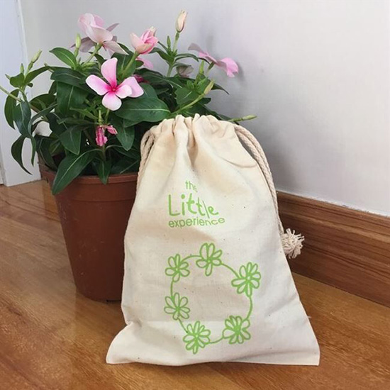 Customized Recyclable Natural Color Cotton Canvas Drawstring Small Gift Bags for Girls