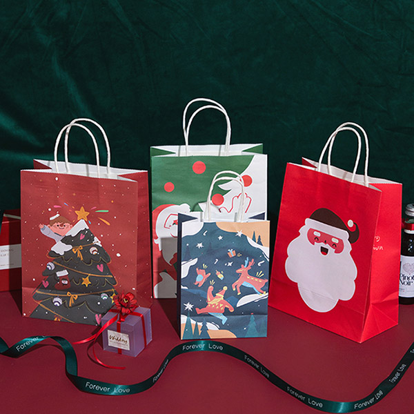 Hot sale paper bag for packaging shopping gift merry christmas paper bag