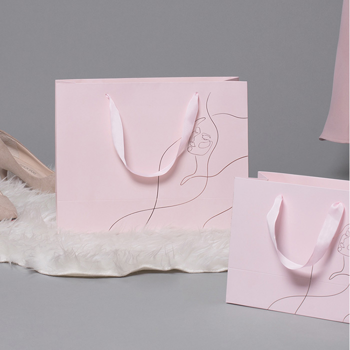 Custom Printed Personalized Pink Matte Laminated Retail Shopping Euro Tote Paper Bag With custom Logos