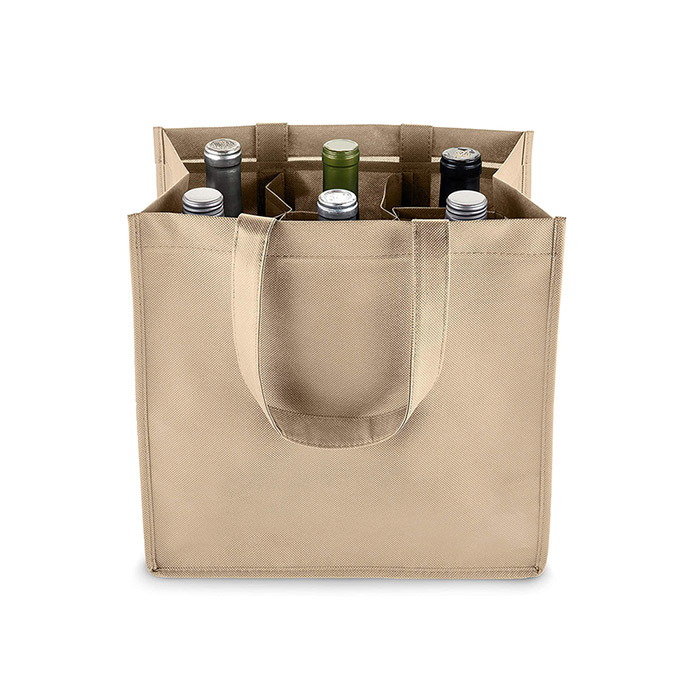 Персонализиран печат с 6 разделителни нетъкани торби за бутилки