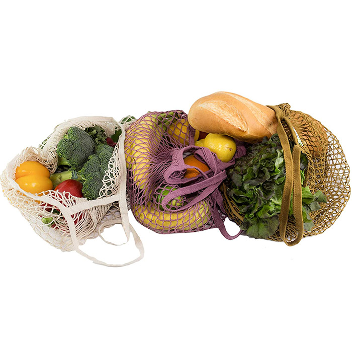 reusable 100% organic cotton vegetable mesh produce bags washable