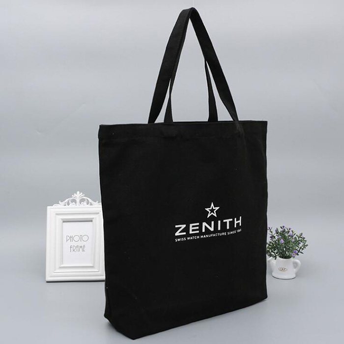 Wholesale Custom Printing Logo Eco-Friendly Reusable Black Cotton Canvas Bags