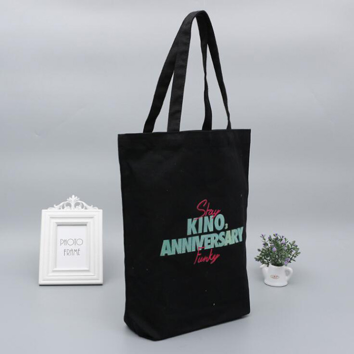 Promotional Custom Logo Natural Black Cotton Canvas Hand Bags