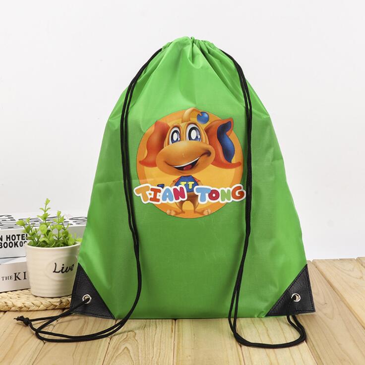High Quality Custom Logo Reusable Polyester Backpack Drawstring Bag