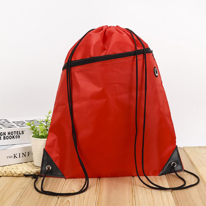 กระเป๋าเป้สะพายหลังกีฬาโลโก้ที่กำหนดเองนำมาใช้ใหม่ 210D Drawstring Polyester Bag