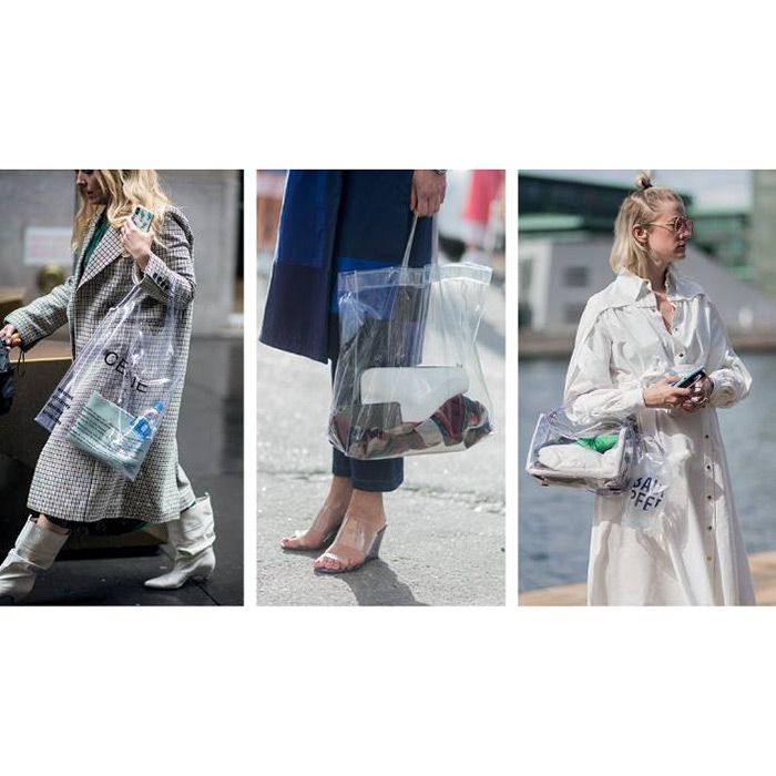 أزياء مخصصة كيس من البلاستيك PVC حقيبة تسوق شفافة للماء