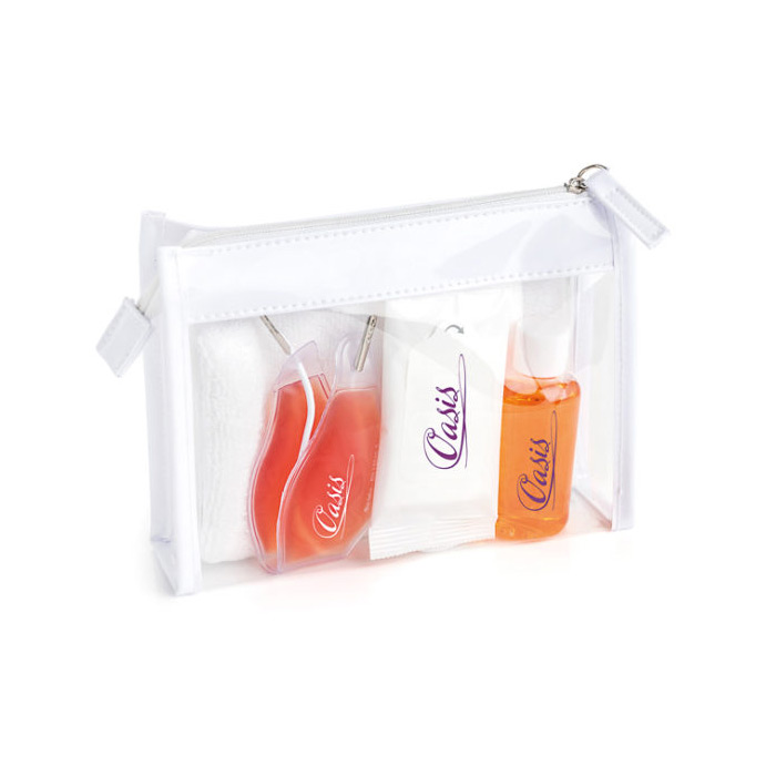 Персонализирана PVC торба Пластмасова водоустойчива прозрачна PP козметична чанта за затваряне с цип