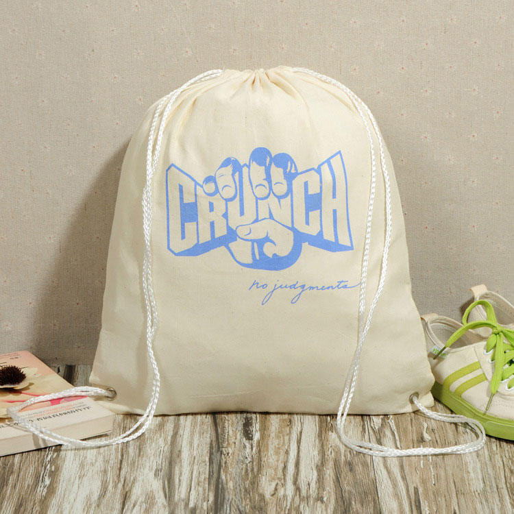 Customized Canvas Reusable Drawstring Bag Washable Shoe Bag Cotton Bag Carry Bag