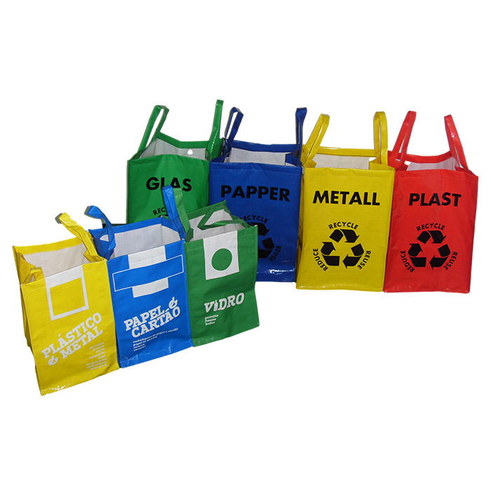 Personlig PP vævet affaldspose genanvendt PP husholdningsaffaldspose med håndtag