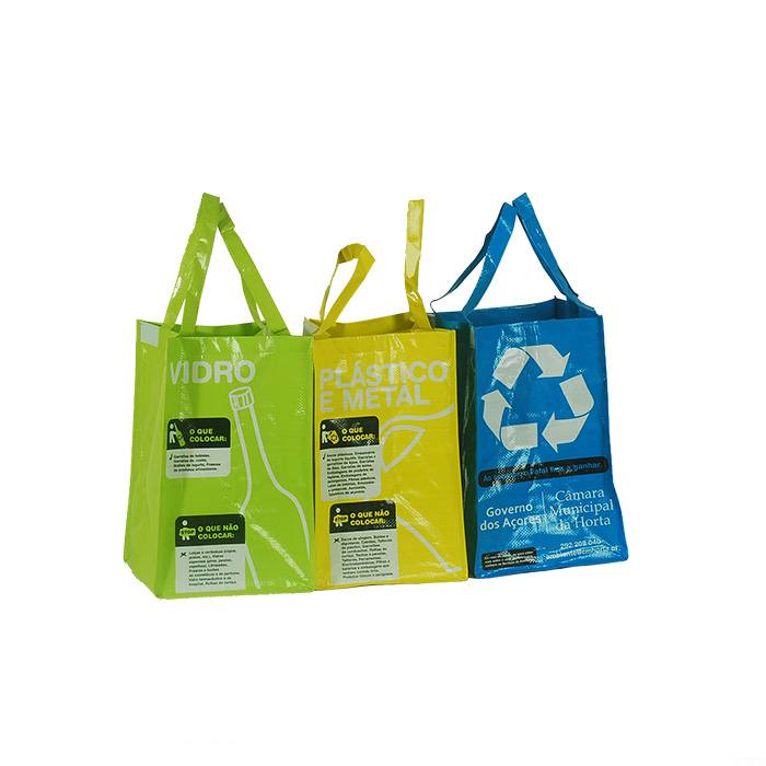 Eco-Friendly 160g Laminated PP Woven Garbage Handle Bag nga May Velcro Closure