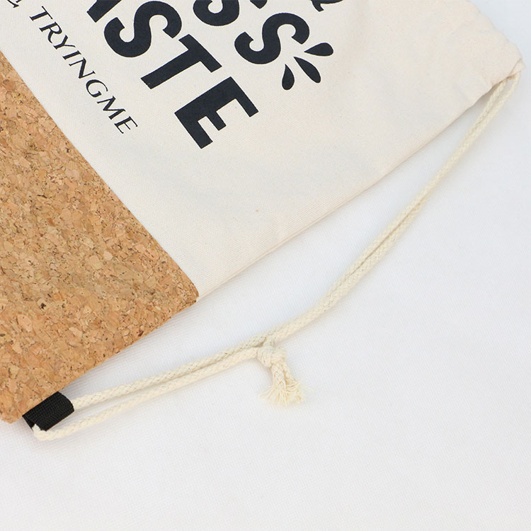 Reusable Customized Cotton Drawstring Bag with Cork Bottom