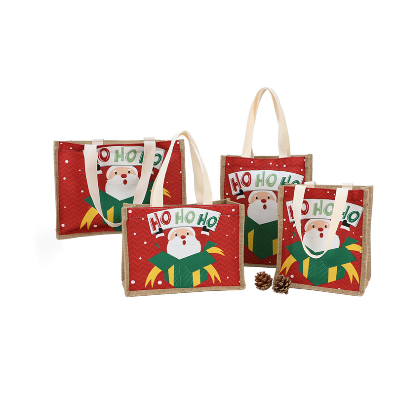 Wholesale Christmas Jute Bag with Cotton Webbing