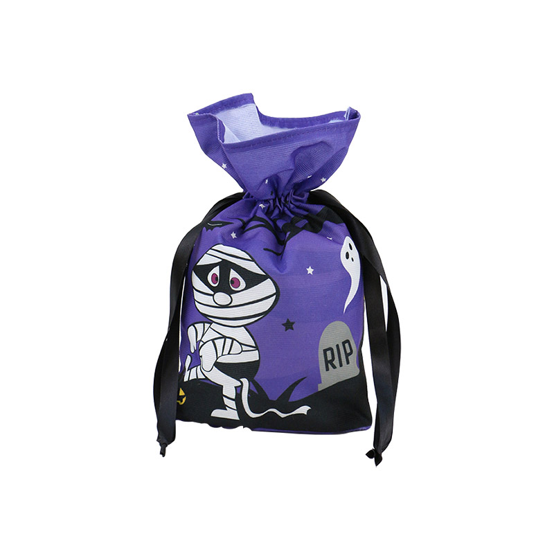 Търговия на едро Хелоуин RPET чанта с шнур с панделка