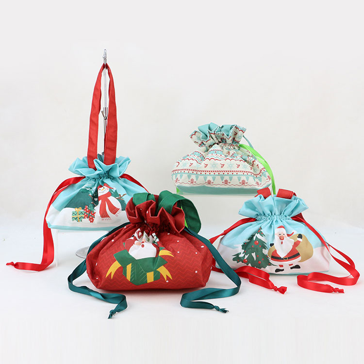 Wholesale Reusable RPET Non Woven Drawstring Candy Bag with Ribbon
