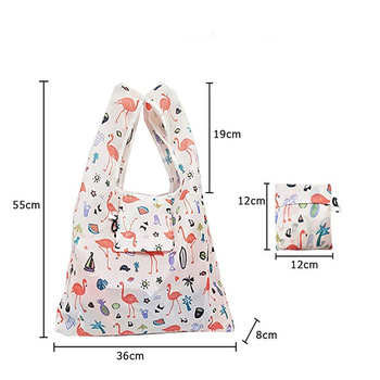 Custom nga Pag-imprinta Uban sa Gamay nga Pocket Tote Polyester Folding Shopping Reusable Bag Foldable Grocery Bags