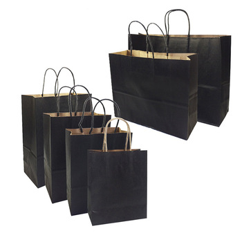 Hotsale high quality promotional cheap black shopping reusable custom paper bags with your own logo