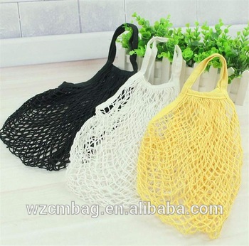 Langstiel Waschbarer und wiederverwendbarer Baumwoll-String-Mesh-Einkaufstasche Net Grocery Tote Produce Bag für Obstgemüse