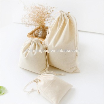 New fashion customized white reusable eco friendly shopping cotton drawstring bags