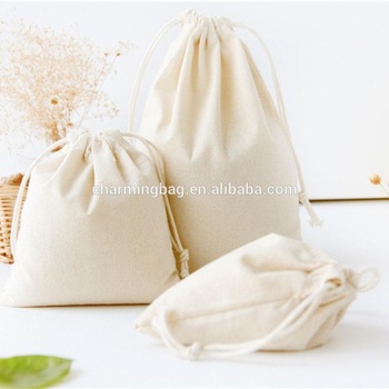 Neue Mode maßgeschneiderte weiße wiederverwendbare umweltfreundliche Einkaufstaschen aus Baumwolle mit Kordelzug