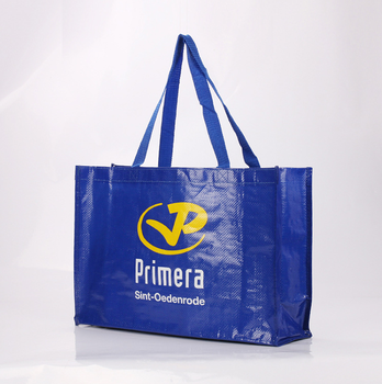 2019 recyclabledark blue  laminated promotional pp woven bag