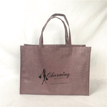 Charming Glitter Pink Non Woven Shopping Bag With Logo