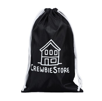 Small size black shopping polyester drawstring bags