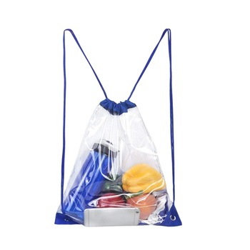 New Design Custom PVCClear Tote Bag Stadium Travel Gym Drawstring Bag
