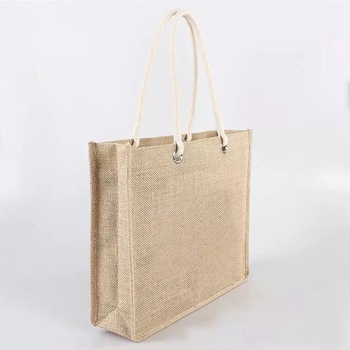 Factory Price High Quality custom logo cotton jute shopping bag with pocket